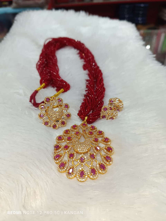 Red Ruby Peacock Hydro Necklace