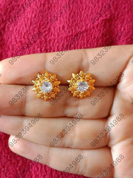 Nepali Traditional Guranteed Gold Tops Cubic Zirconia Brass Stud Earring